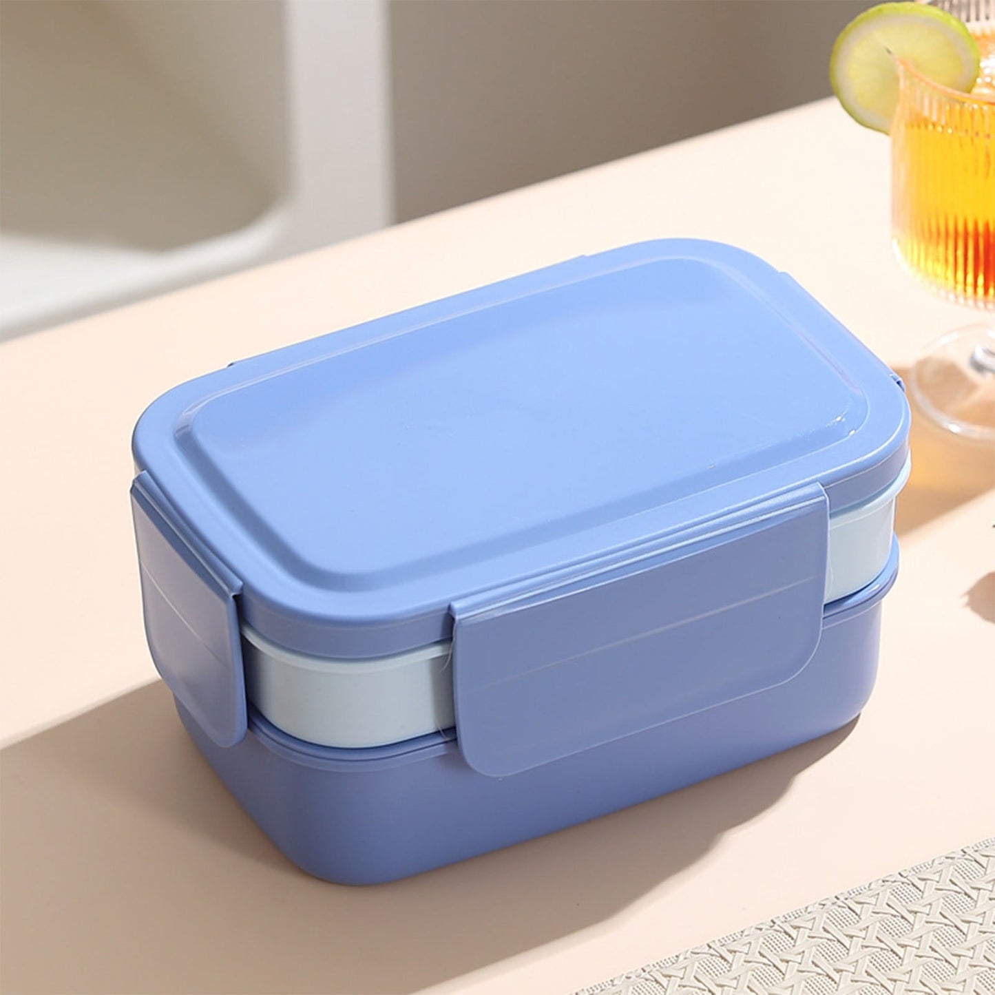 Xuniizn Bento Box Adult Lunch Box, Containers for Adults Men Women, Lunchable Food Container with Utensils, Sauce Jar, Muffin Liners, Microwave & Dishwasher Safe Blue#5