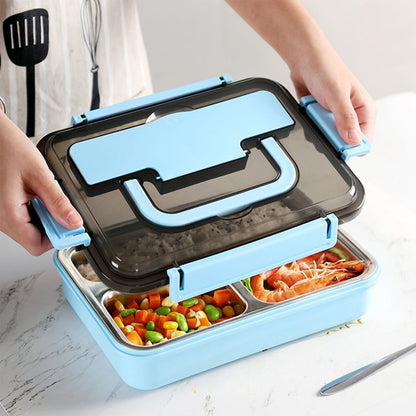Xuniizn Bento Box Adult Lunch Box, Containers for Adults Men Women, Lunchable Food Container with Utensils, Sauce Jar, Muffin Liners, Microwave & Dishwasher Safe Blue#6