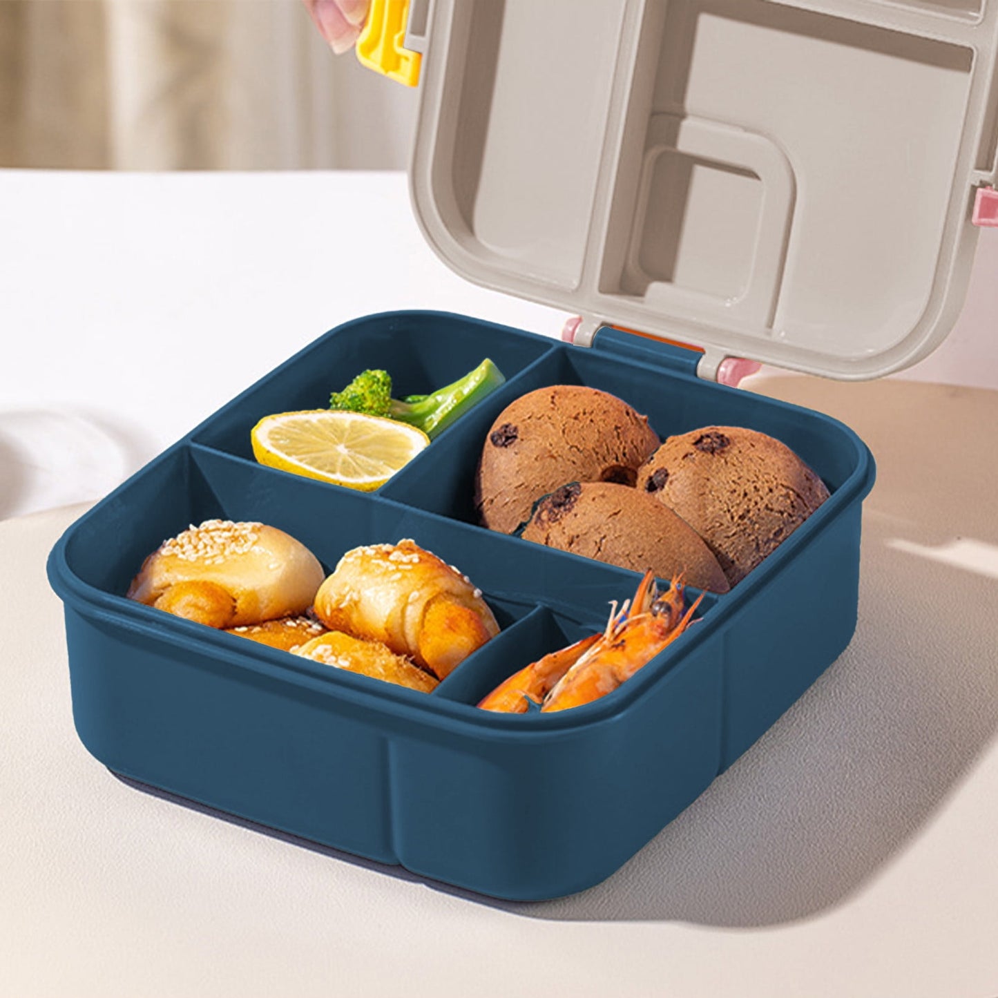 Xuniizn Bento Box Adult Lunch Box, Containers for Adults Men Women, Lunchable Food Container with Utensils, Sauce Jar, Muffin Liners, Microwave & Dishwasher Safe Gray
