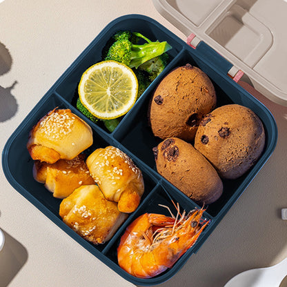 Xuniizn Bento Box Adult Lunch Box, Containers for Adults Men Women, Lunchable Food Container with Utensils, Sauce Jar, Muffin Liners, Microwave & Dishwasher Safe Gray