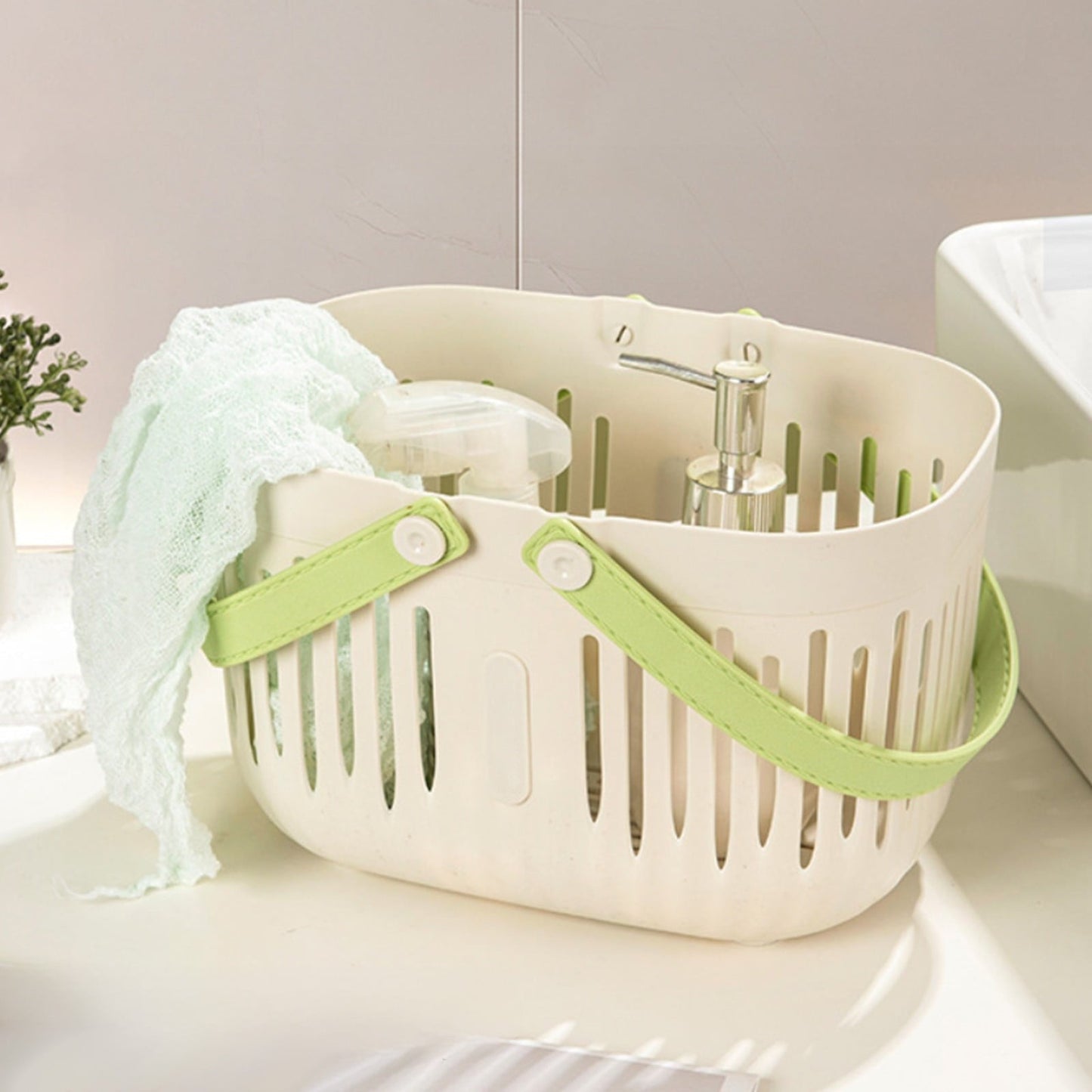 Xuniizn Plastic Shower Caddy Portable Bucket, Cleaning Shower Basket with Handle Compartments Storage Organizer for Bathroom Kitchen College Dorm Sink White#1