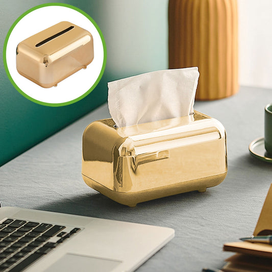 Xuniizn Tissue Box Cover Square 6x4x5" - Acrylic Tissue Box Holder, Elegant Tissue Holder & Napkin Dispenser for Home - Modern Kleenex Box Covers for Office, Restaurant, Gold Gold(6.3x3.94x4.72")