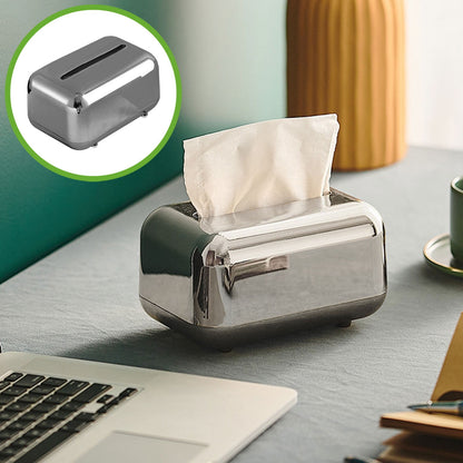 Xuniizn Tissue Box Cover Square 6x4x5" - Acrylic Tissue Box Holder, Elegant Tissue Holder & Napkin Dispenser for Home - Modern Kleenex Box Covers for Office, Restaurant, Gold Silver(6.3x3.94x4.72")