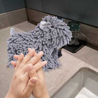 PALIFEUR Hangable Towels Cute Dog Hand Towels, Highly Absorbent Kitchen Towels Soft Thicker Hand Towels for Bathroom Funny Cartoon Gifts for Women Kitchen Bathroom Decor, Blue Gray
