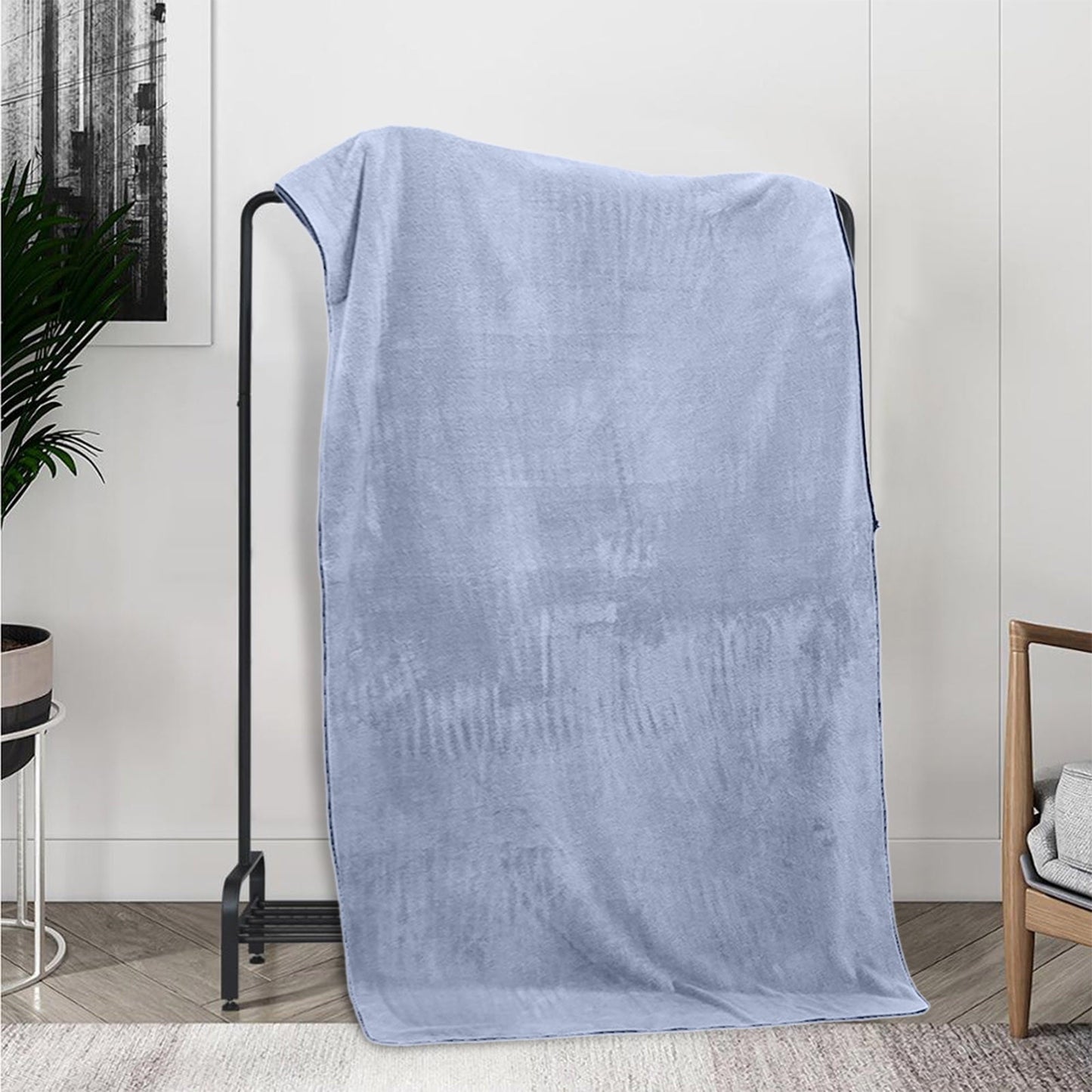 PALIFEUR Extra Large Bath Towels, Soft Highly Absorbent Bath Towels Microfiber Velvet Towels Lightweight Quick Drying Towels for Bathroom Beach, Spa, Shower, Hotel-27.5×55.1"-Gray A_#Blue