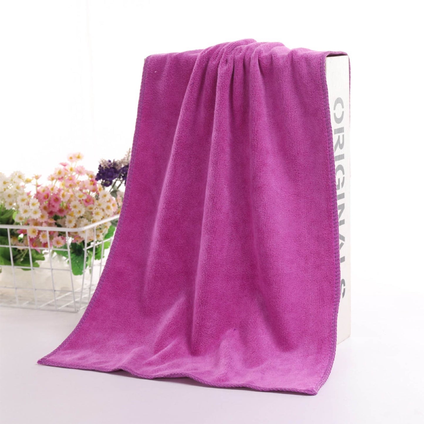 PALIFEUR Microfiber Towel 29.5x13.8", 2 PACK Soft Lightweight Bath Towels Quick-Drying Towels Highly Absorbent Wash Cloths, Towels for Bathroom, Body, Gym, Shower, Hotel(White) A_#Hot Pink【2pcs】