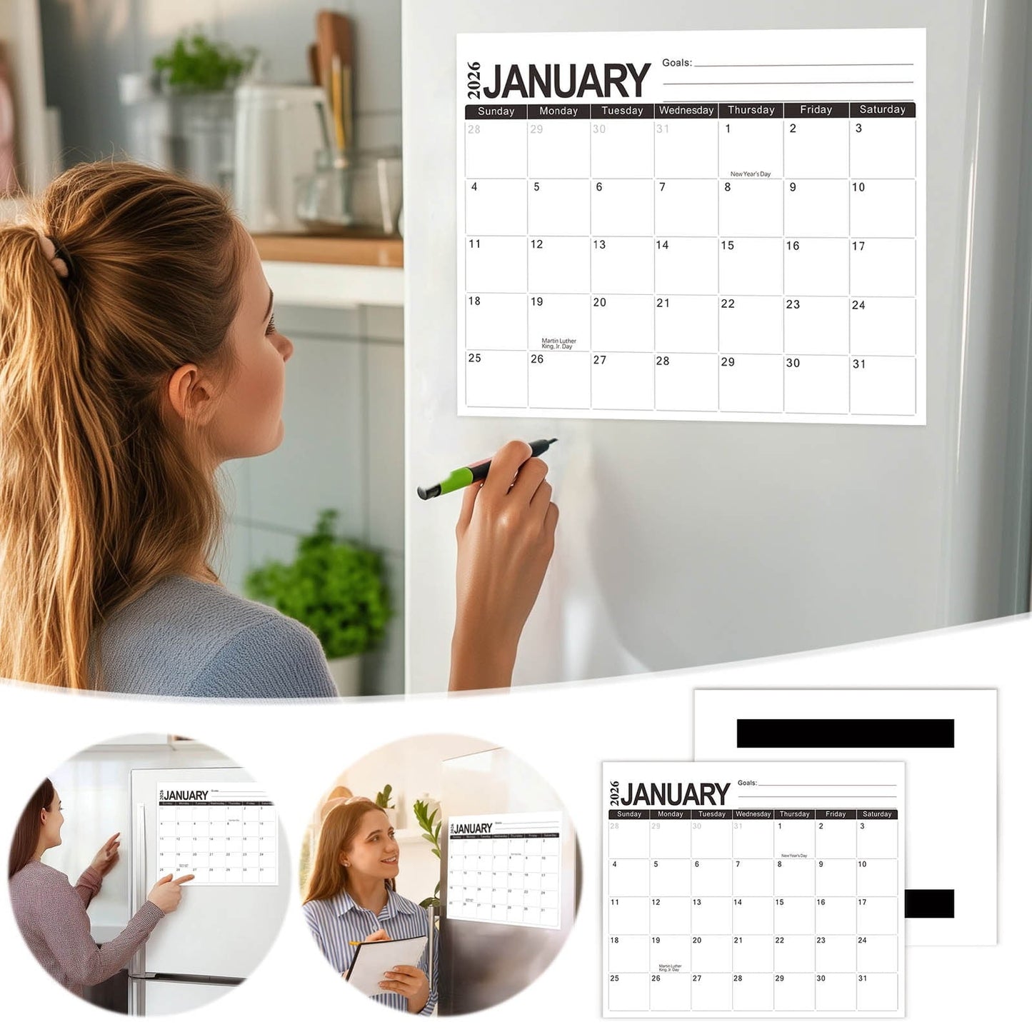 Tyidzon Magnetic Calendar for Refrigerator 2026-2027, 12x10" 18 Month Runs Monthly Fridge Calendar Magnet from Jan 2026 to Jun 2027 for Home School Office C