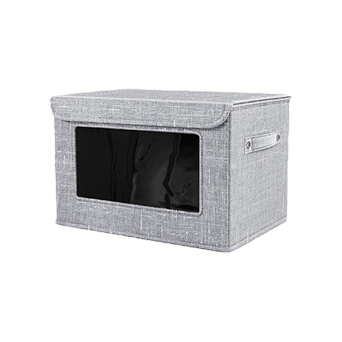 Wzzjkit Clothes Storage Bins, Foldable Storage Bin for Clothes, Clothing Storage Bins with Lid, Linen Storage Box with Clear Window＆ Zippers＆ Sturdy Handles S