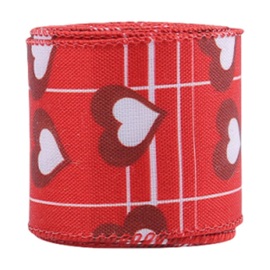 Wzzjkit Valentine Wired Ribbon Heart Love Themed Fabric Ribbons for Gifts Wrapping Crafts Wreath Bow Decorations C.