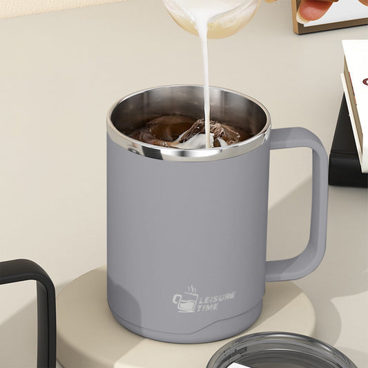 Insulated Coffee Mug with Handle & Lid - 17oz Stainless Steel Travel Tumbler, Double Wall Vacuum (Black) by PALIFEUR 02_【Limited Time Offer】 Upgraded Double-Wall Insulated Coffee Mug
