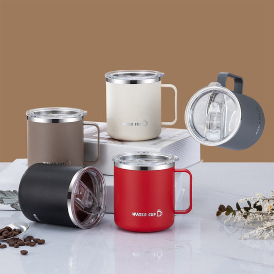 Insulated Coffee Mug with Handle & Lid - 17oz Stainless Steel Travel Tumbler, Double Wall Vacuum (Black) by PALIFEUR 08_【Leak-Proof Upgrade】 360° Spill-Proof Sealed Coffee Mug