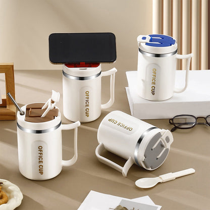 Insulated Coffee Mug with Handle & Lid - 17oz Stainless Steel Travel Tumbler, Double Wall Vacuum (Black) by PALIFEUR 14_【Outdoor Ready】 Shockproof Camping Coffee Cup