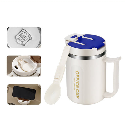 Insulated Coffee Mug with Handle & Lid - 17oz Stainless Steel Travel Tumbler, Double Wall Vacuum (Black) by PALIFEUR 14_【Outdoor Ready】 Shockproof Camping Coffee Cup