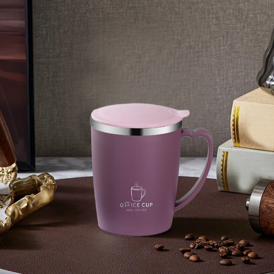 Insulated Coffee Mug with Handle & Lid - 17oz Stainless Steel Travel Tumbler, Double Wall Vacuum (Black) by PALIFEUR 19_【Corporate Gifts】 Company Logo Customized Coffee Cup