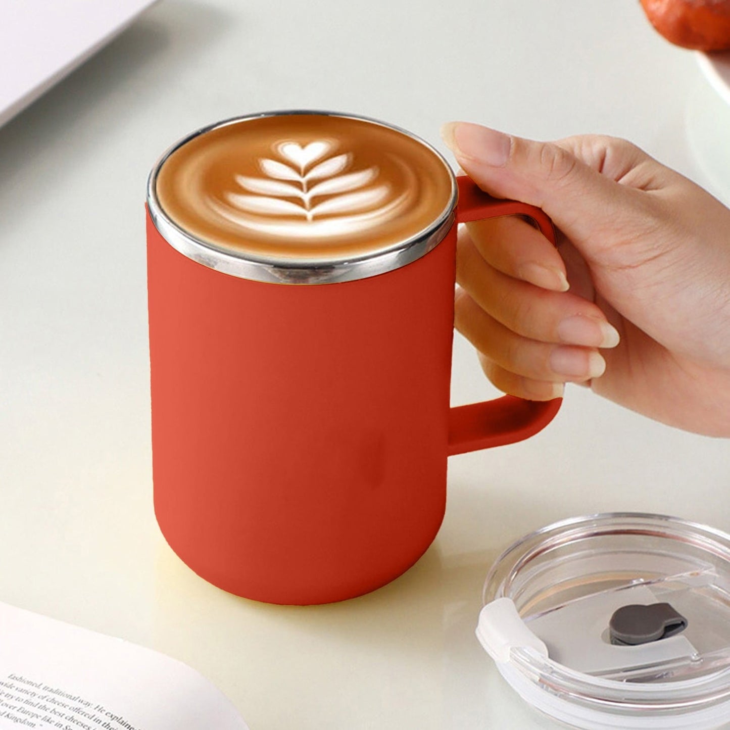 Insulated Coffee Mug with Handle & Lid - 17oz Stainless Steel Travel Tumbler, Double Wall Vacuum (Black) by PALIFEUR 25_【Limited Time Discount】 Get It at a Reduced Price!