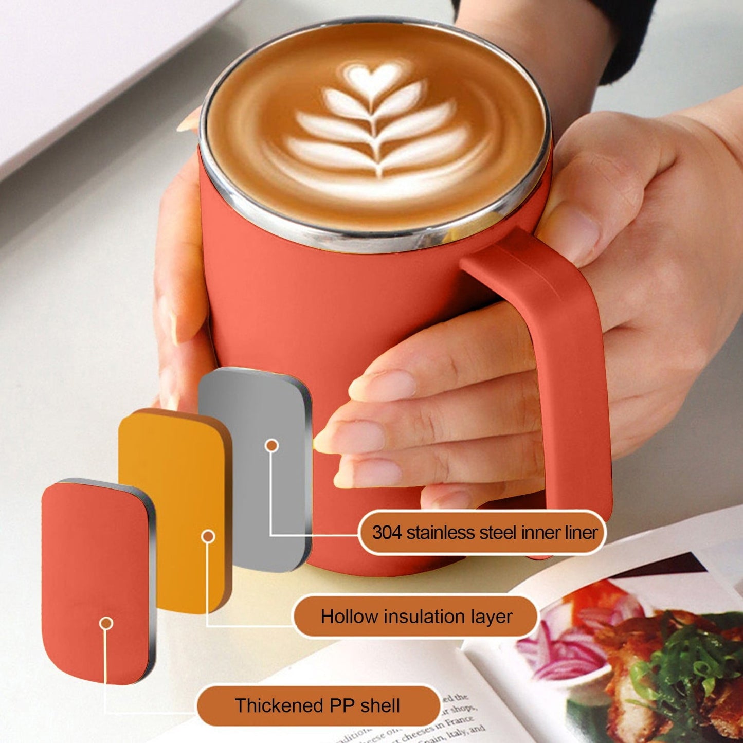 Insulated Coffee Mug with Handle & Lid - 17oz Stainless Steel Travel Tumbler, Double Wall Vacuum (Black) by PALIFEUR 25_【Limited Time Discount】 Get It at a Reduced Price!
