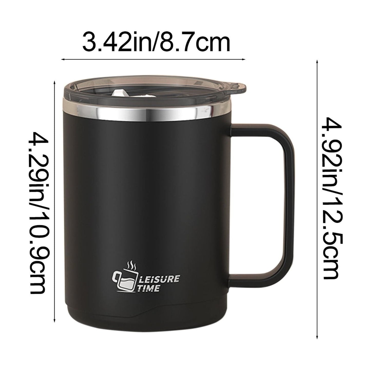 Tyidzon Insulated Coffee Mug, 20oz Stainless Steel Tumbler with Slider Lid Travel Coffee Cups with Handle for Camping Office Home, Blue Black