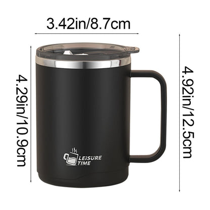 Tyidzon Insulated Coffee Mug, 20oz Stainless Steel Tumbler with Slider Lid Travel Coffee Cups with Handle for Camping Office Home, Blue Black