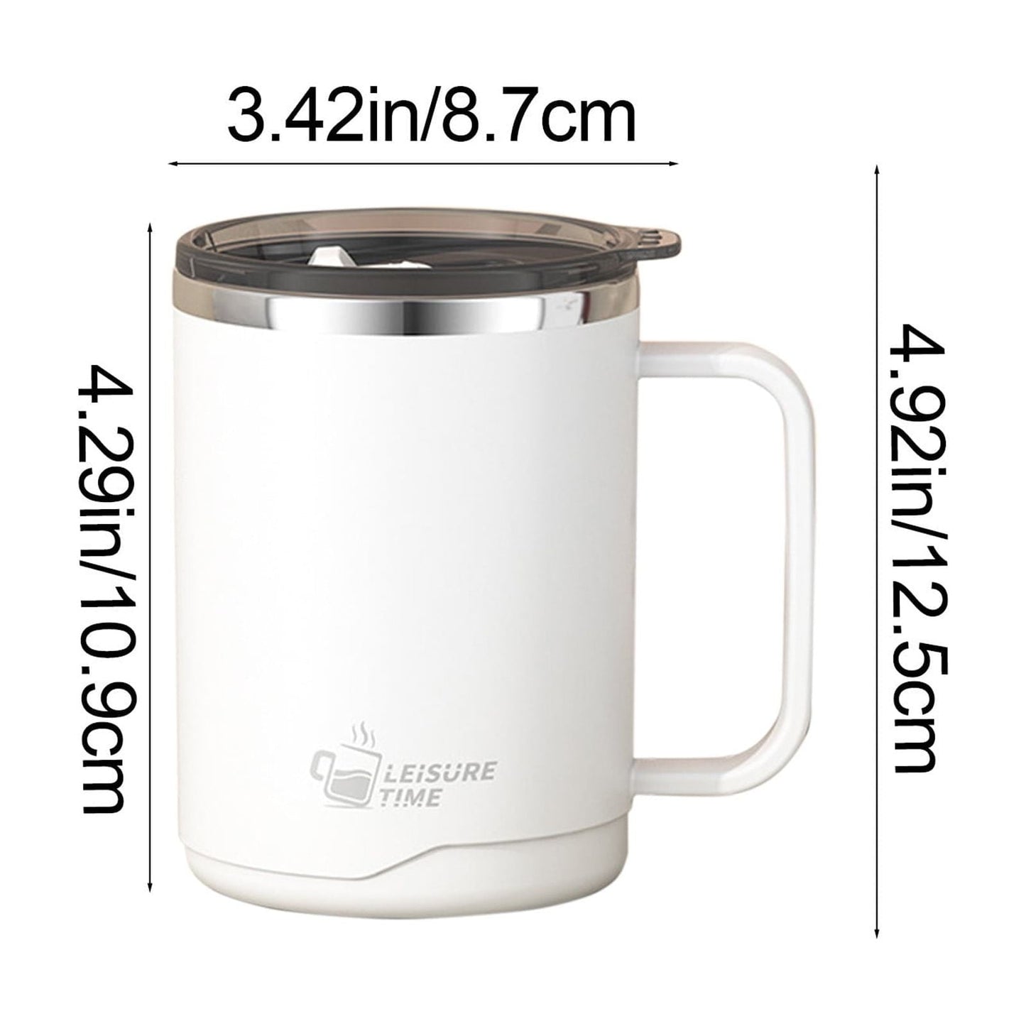 Tyidzon Insulated Coffee Mug, 20oz Stainless Steel Tumbler with Slider Lid Travel Coffee Cups with Handle for Camping Office Home, Blue White