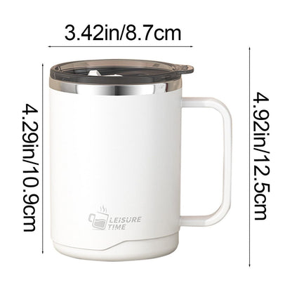 Tyidzon Insulated Coffee Mug, 20oz Stainless Steel Tumbler with Slider Lid Travel Coffee Cups with Handle for Camping Office Home, Blue White
