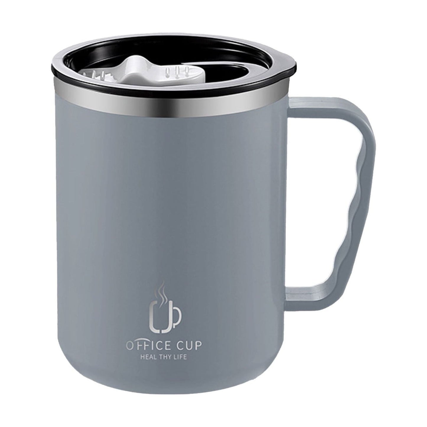 Tyidzon Insulated Coffee Mug, 20oz Stainless Steel Tumbler with Slider Lid Travel Coffee Cups with Handle for Camping Office Home, Blue ZE_#Gray
