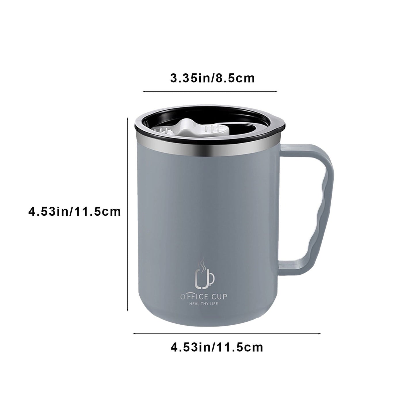 Tyidzon Insulated Coffee Mug, 20oz Stainless Steel Tumbler with Slider Lid Travel Coffee Cups with Handle for Camping Office Home, Blue ZE_#Gray