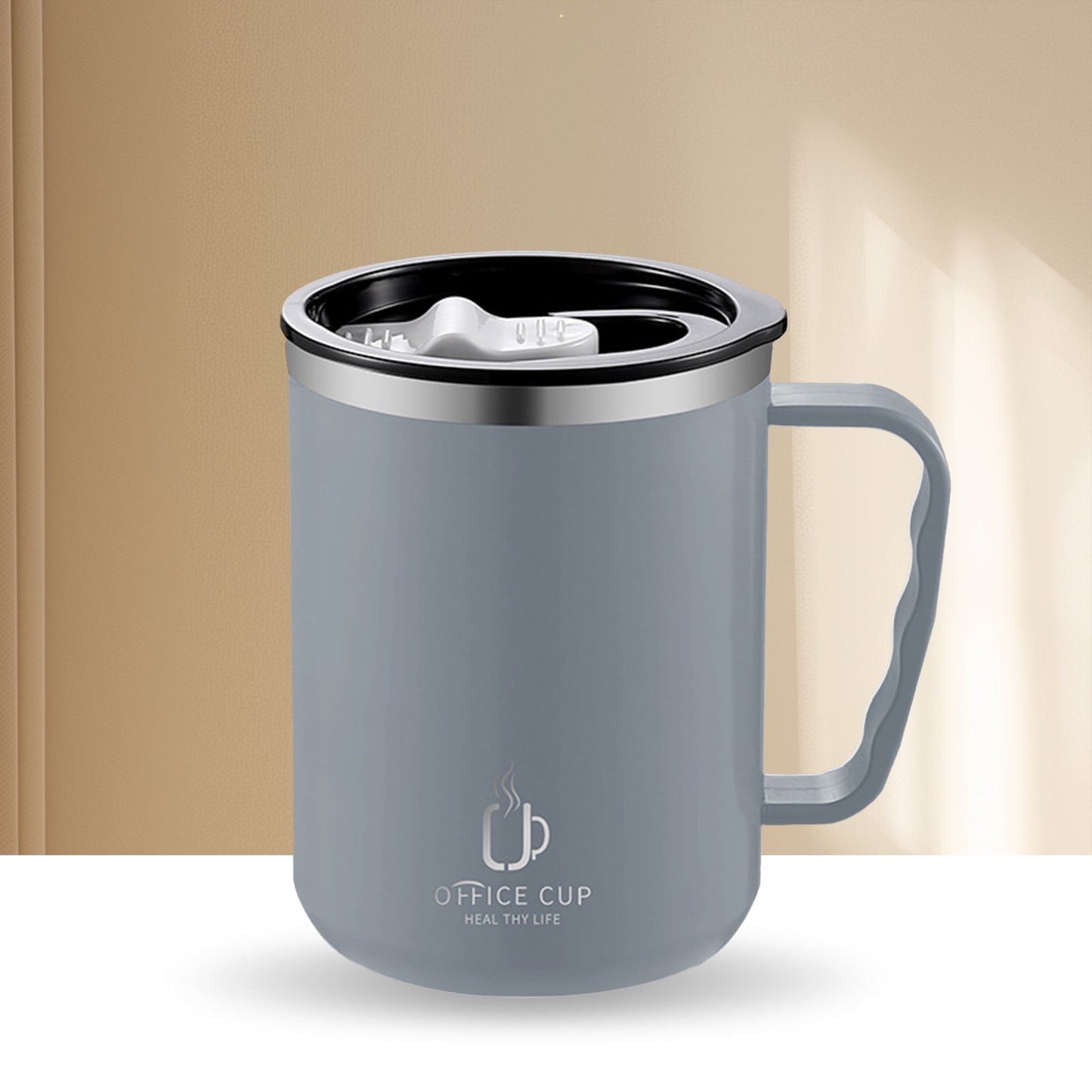 Tyidzon Insulated Coffee Mug, 20oz Stainless Steel Tumbler with Slider Lid Travel Coffee Cups with Handle for Camping Office Home, Blue ZE_#Gray