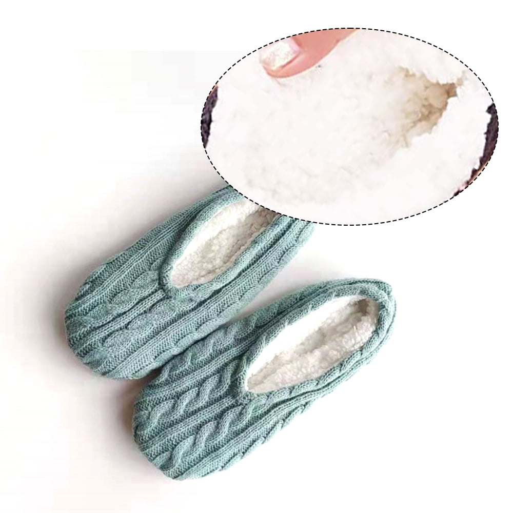 1Pairs Womens Thick & Warm Slipper Socks with Non Slip Grippers - House Socks,light pink light blue
