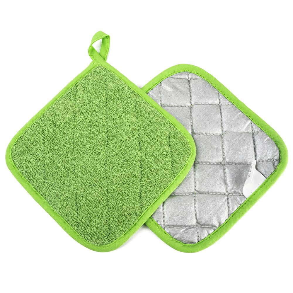 4 Pack Pot Holders for Kitchen Heat Resistant Pot Holders Sets Oven Hot Pads Terry Cloth Pot Holders for Cooking Baking(7"x 7",GRAY) 7" x 7" BLUE