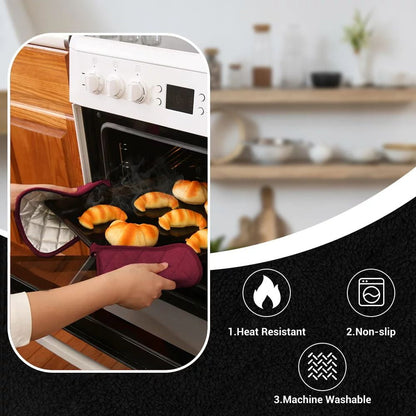 4 Pack Pot Holders for Kitchen Heat Resistant Pot Holders Sets Oven Hot Pads Terry Cloth Pot Holders for Cooking Baking(7"x 7",GRAY) 7" x 7" BLUE