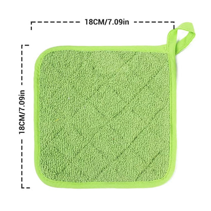 4 Pack Pot Holders for Kitchen Heat Resistant Pot Holders Sets Oven Hot Pads Terry Cloth Pot Holders for Cooking Baking(7"x 7",GRAY) 7" x 7" BLUE