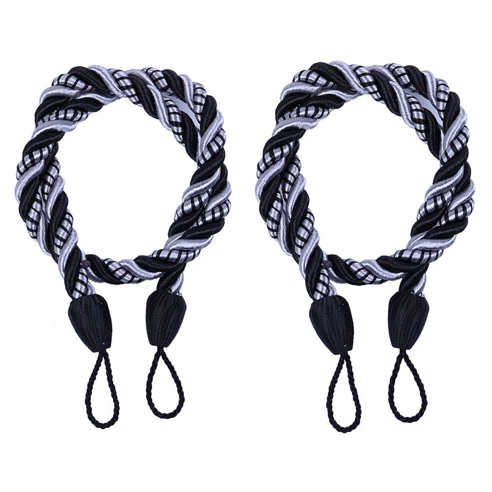 LSLJS Curtain Tiebacks Clearance Under $5! Curtain Holdbacks, 2PCS Curtain Tie Backs for Curtains, Ropes Tie Backs for Curtain Cord Buckle Tiebacks Tie Backs Beige Black