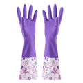 LSLJS Rubber Gloves, Cleaning Gloves, Dishwashing Gloves, Kitchen Gloves for Washing Dishes, Household Reusable Gloves for Cleaning, Dishwasher Safe Flower Print Dish Gloves Medium Pink On Clearance M APurple-plush