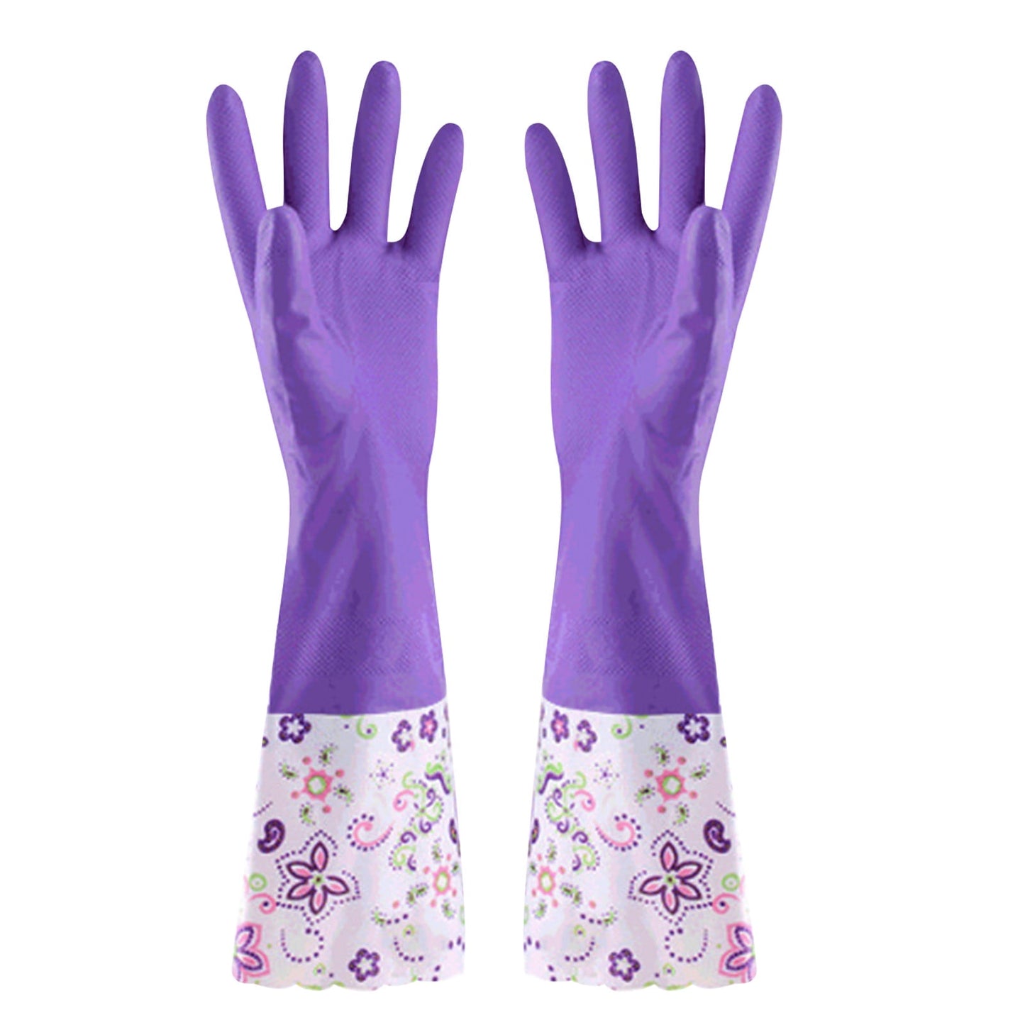 LSLJS Rubber Gloves, Cleaning Gloves, Dishwashing Gloves, Kitchen Gloves for Washing Dishes, Household Reusable Gloves for Cleaning, Dishwasher Safe Flower Print Dish Gloves Medium Pink On Clearance M APurple-plush