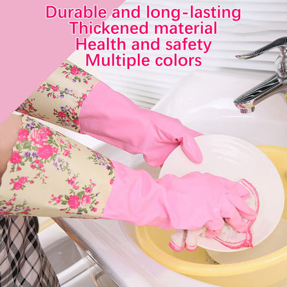 LSLJS Rubber Gloves, Cleaning Gloves, Dishwashing Gloves, Kitchen Gloves for Washing Dishes, Household Reusable Gloves for Cleaning, Dishwasher Safe Flower Print Dish Gloves Medium Pink On Clearance M APurple-plush