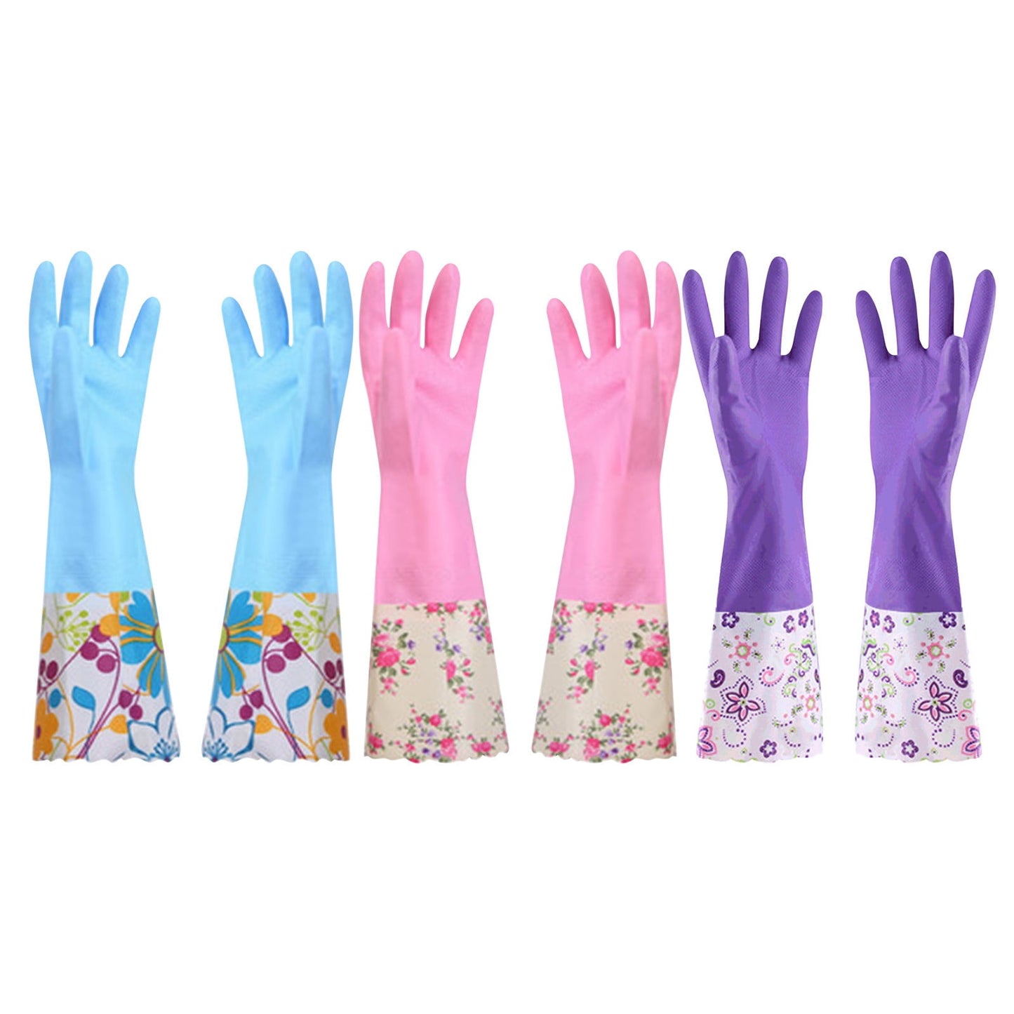 LSLJS Rubber Gloves, Cleaning Gloves, Dishwashing Gloves, Kitchen Gloves for Washing Dishes, Household Reusable Gloves for Cleaning, Dishwasher Safe Flower Print Dish Gloves Medium Pink On Clearance M APurple-plush