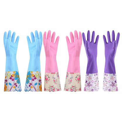 LSLJS Rubber Gloves, Cleaning Gloves, Dishwashing Gloves, Kitchen Gloves for Washing Dishes, Household Reusable Gloves for Cleaning, Dishwasher Safe Flower Print Dish Gloves Medium Pink On Clearance M APurple-plush