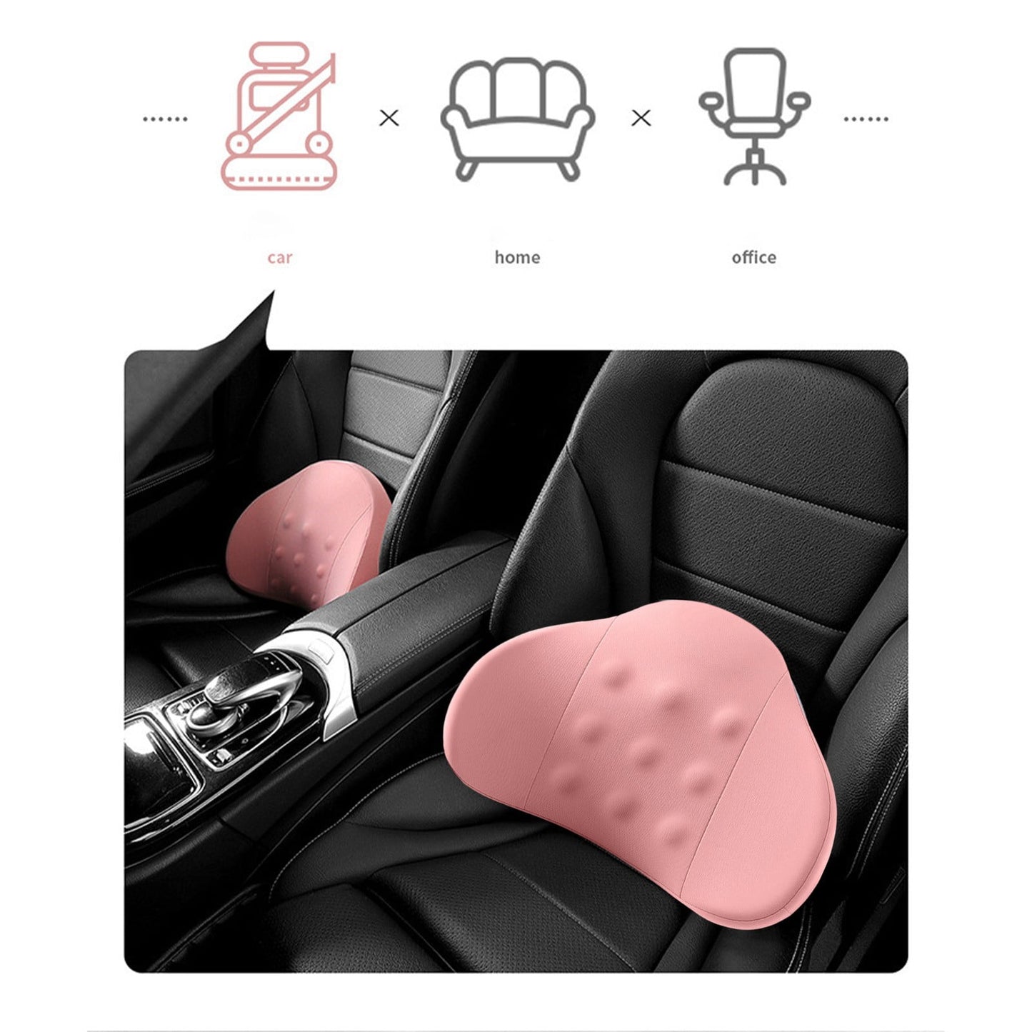 LSLJS Lumbar Cushion Memory Foam Lumbar Support Pillow for Car - Mid/Lower Back Support Cushion - for Car Seat, Office Chair, Car Lumbar Support Cute Car Pandas Lumbar Pillow Car Interior Supplies A-Pink