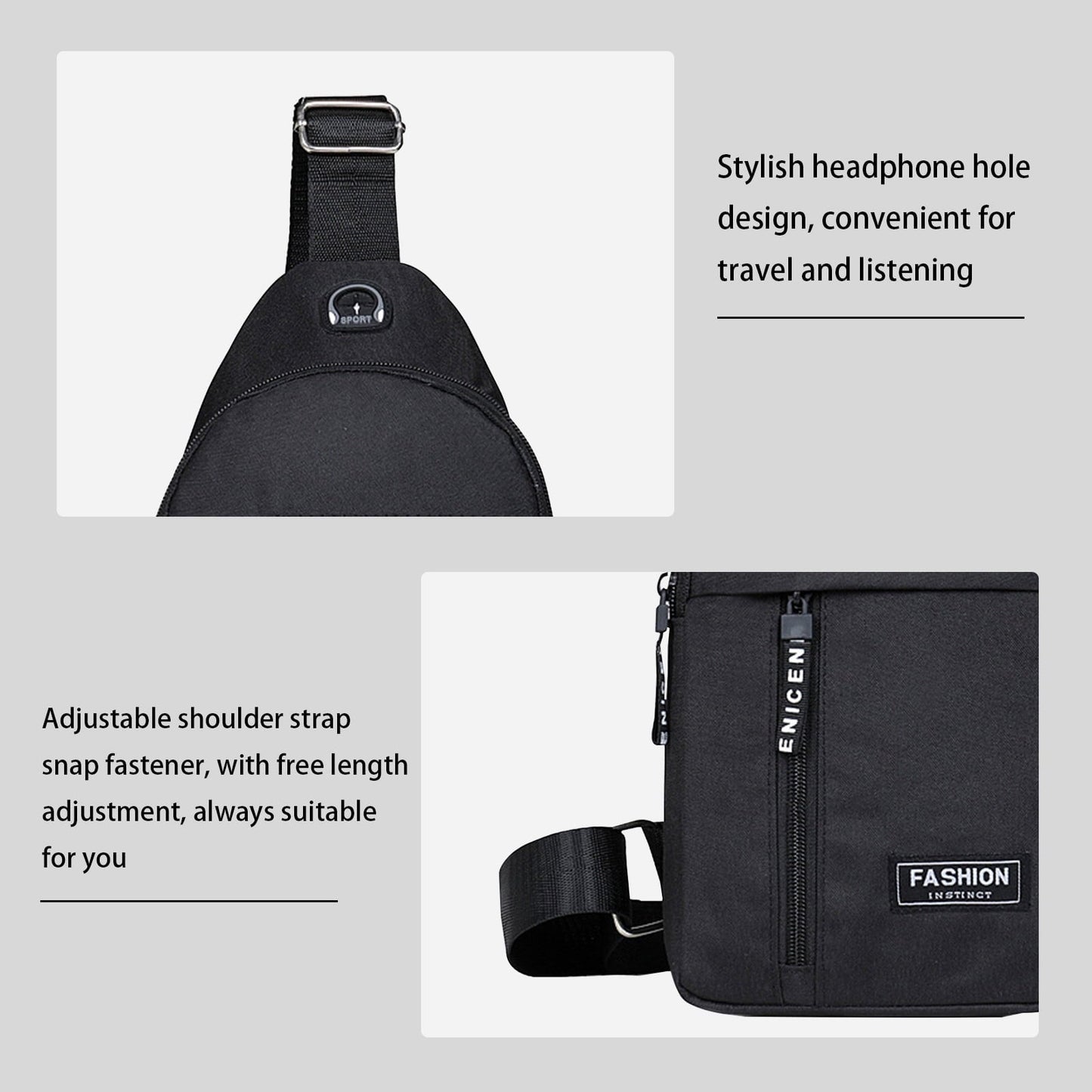 Suncoda Sling Bag for Women, Crossbody Sling Backpack Small Sling Bag Multipurpose Crossbody Shoulder Bag Travel Hiking Backpack, Sling Bag for Men #2-Black
