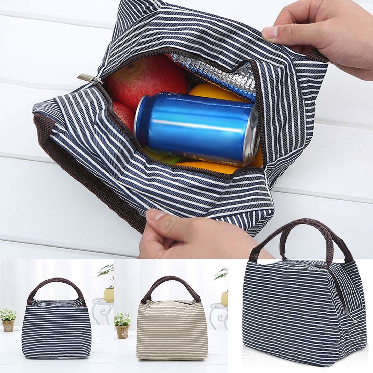 Under $1 Tyidzon Lunch Box Lunch Bag For Women Insulated Lunch Bag Reusable Tote Cooler Bag Lunchbox Suitable for Work, Travel, Outdoor Beige