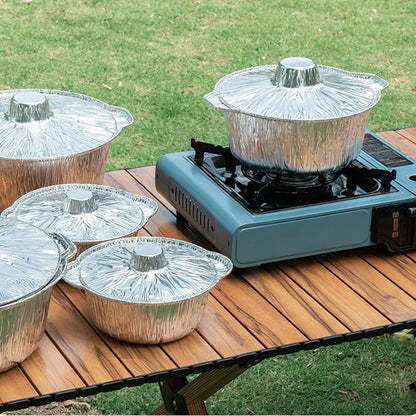 Under $1 Tyidzon Foil Pans Aluminum Round Foil Pan 2pcs Disposable Aluminum Pans with Lid 10*3.5Inch Baking Foil Pan Tinfoil Camping Pot for Prepping Food