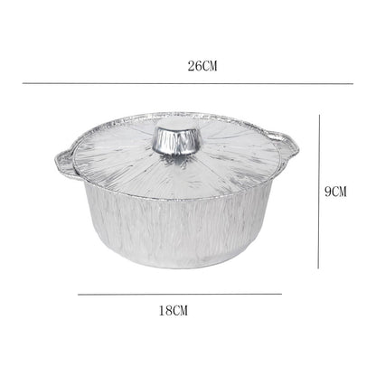 Under $1 Tyidzon Foil Pans Aluminum Round Foil Pan 2pcs Disposable Aluminum Pans with Lid 10*3.5Inch Baking Foil Pan Tinfoil Camping Pot for Prepping Food