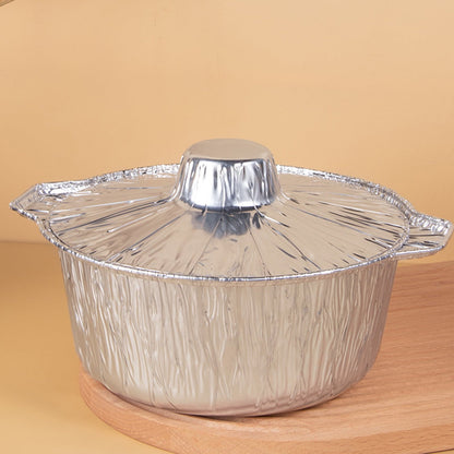 Under $1 Tyidzon Foil Pans Aluminum Round Foil Pan 2pcs Disposable Aluminum Pans with Lid 10*3.5Inch Baking Foil Pan Tinfoil Camping Pot for Prepping Food
