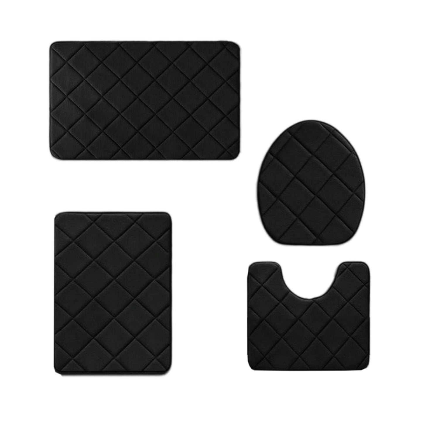 Clearance Tyidzon Bathroom Rugs 4 Piece Ultra Soft & Non-Slip Memory Foam Bath Mats for Bathroom, Absorbent Quick-Drying Bath Mats for Shower Bathroom Floor Rugs Black