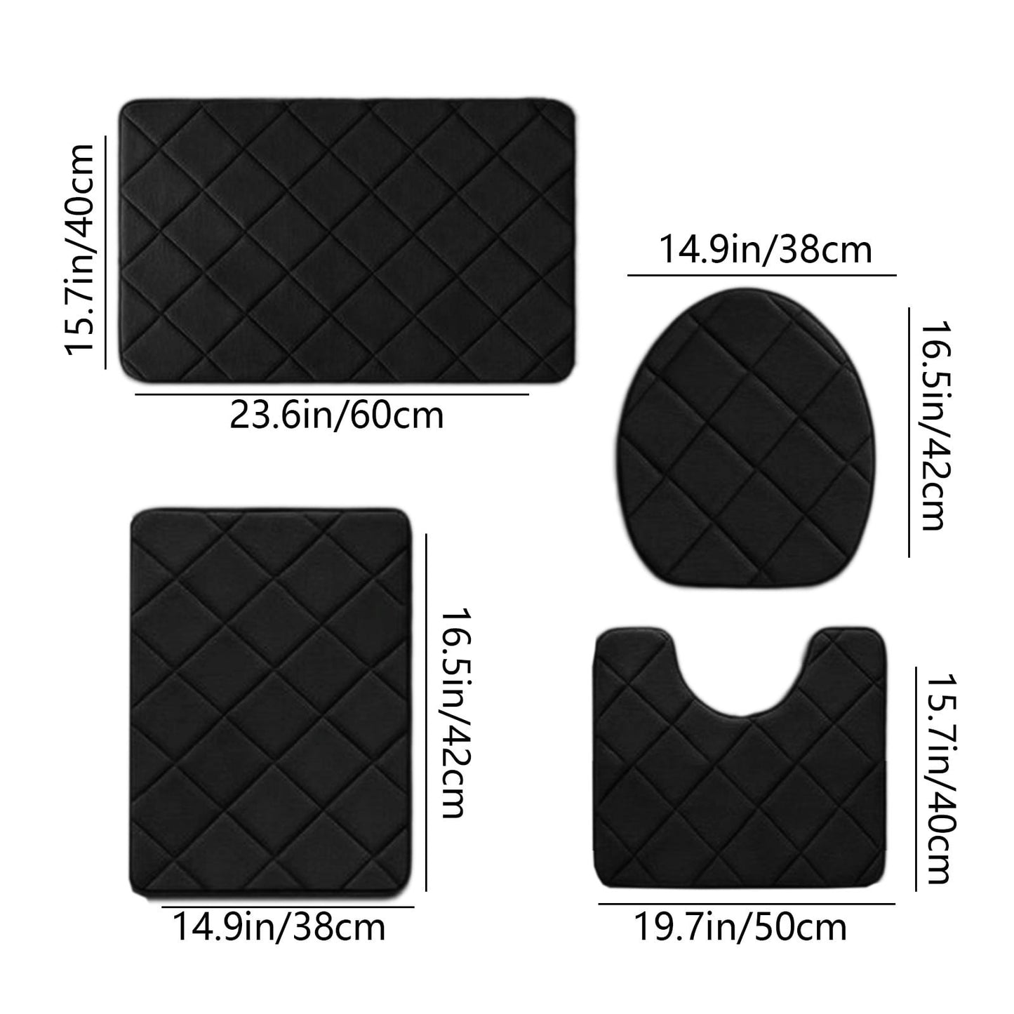 Clearance Tyidzon Bathroom Rugs 4 Piece Ultra Soft & Non-Slip Memory Foam Bath Mats for Bathroom, Absorbent Quick-Drying Bath Mats for Shower Bathroom Floor Rugs Black