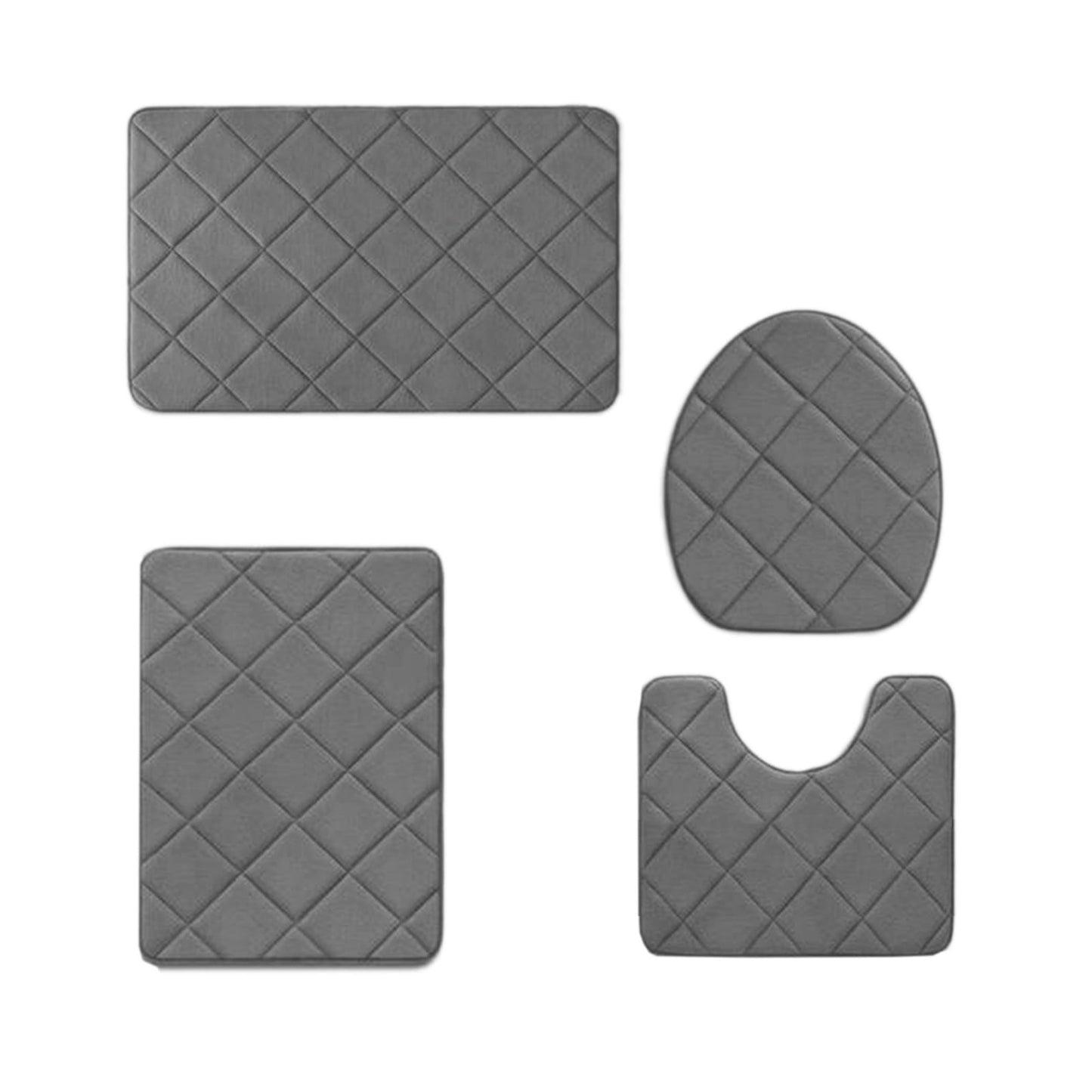 Clearance Tyidzon Bathroom Rugs 4 Piece Ultra Soft & Non-Slip Memory Foam Bath Mats for Bathroom, Absorbent Quick-Drying Bath Mats for Shower Bathroom Floor Rugs Dark Gray