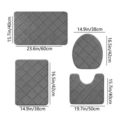 Clearance Tyidzon Bathroom Rugs 4 Piece Ultra Soft & Non-Slip Memory Foam Bath Mats for Bathroom, Absorbent Quick-Drying Bath Mats for Shower Bathroom Floor Rugs Dark Gray