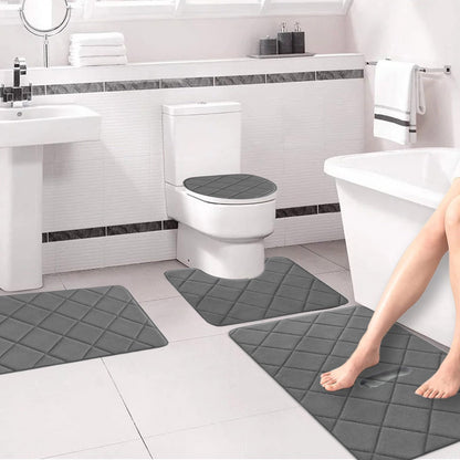 Clearance Tyidzon Bathroom Rugs 4 Piece Ultra Soft & Non-Slip Memory Foam Bath Mats for Bathroom, Absorbent Quick-Drying Bath Mats for Shower Bathroom Floor Rugs Dark Gray