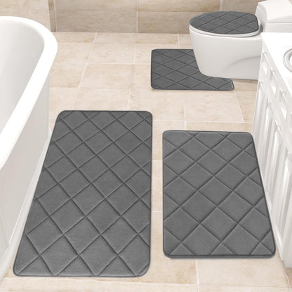 Clearance Tyidzon Bathroom Rugs 4 Piece Ultra Soft & Non-Slip Memory Foam Bath Mats for Bathroom, Absorbent Quick-Drying Bath Mats for Shower Bathroom Floor Rugs Dark Gray