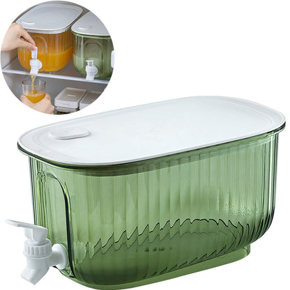 JWDX Glass and Bottle Clearance, Refrigerator Specific Cold Water Jug with Faucet Household Large Capacity Fruit Juice Cold Drink Barrel Lemon Fruit Tea Beverage Barrel Cold Water Jug. Green